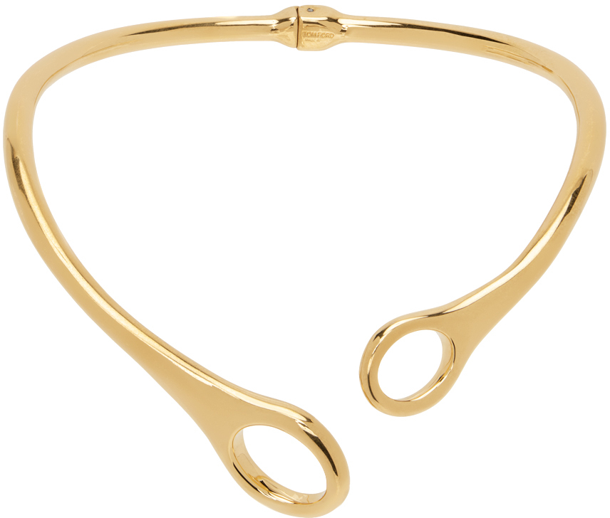 Shop Tom Ford Gold Cutout Choker In 1y049 Vintage Gold