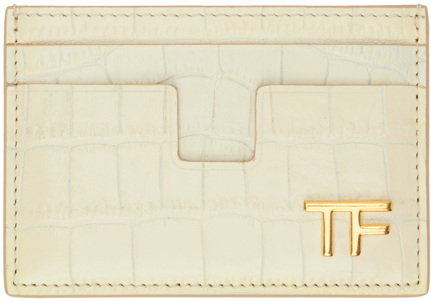 Off-White Shiny Stamped Croc TF Card Holder