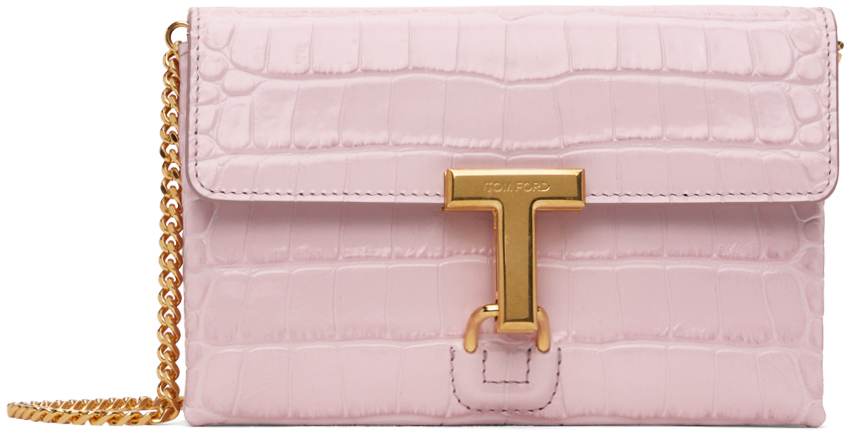 Tom Ford Pink Mini Stamped Croc Bag In 1p043 Pastel Pink
