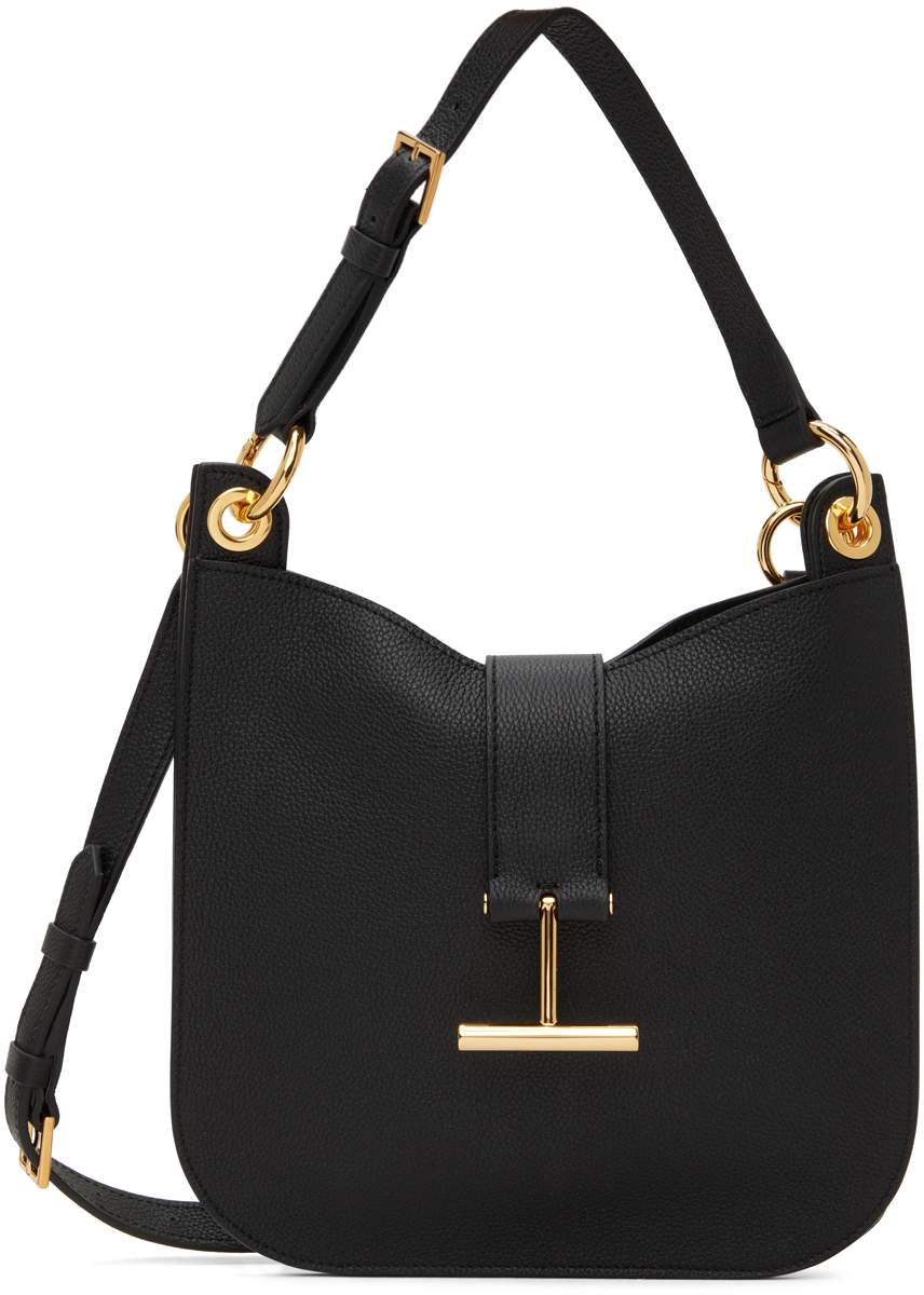 Tom Ford Large Leather Crossbody Bag In Black