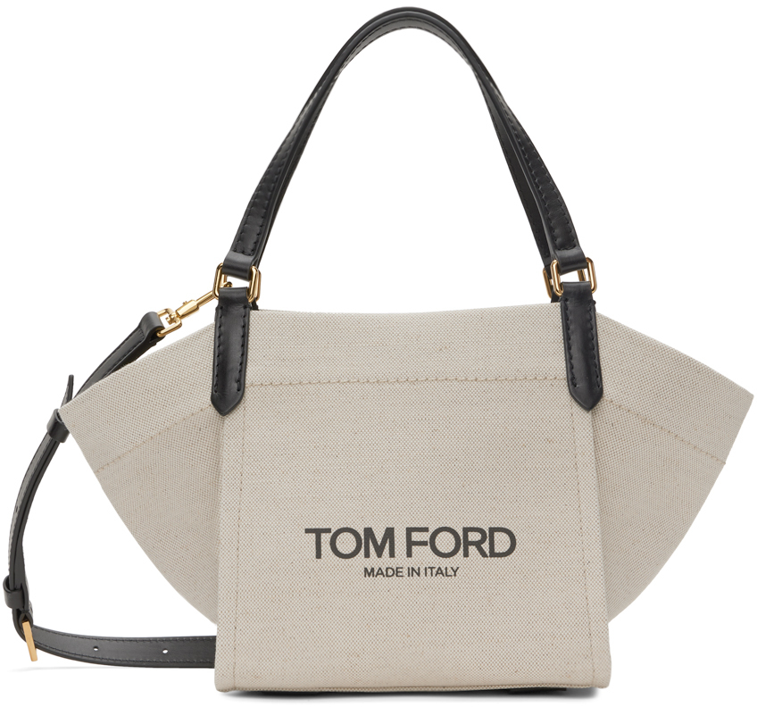 Tom Ford Off-white Amalfi Small Tote In 3jn05 Rope + Black