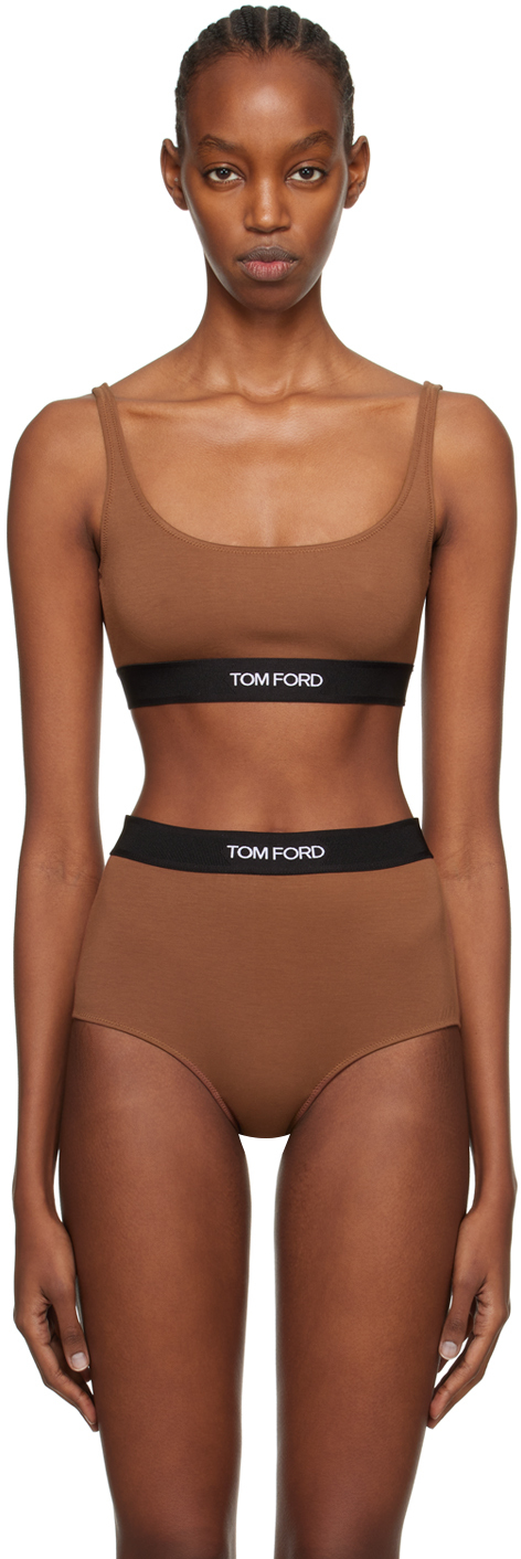 Beige Signature Bandeau Bra by TOM FORD on Sale