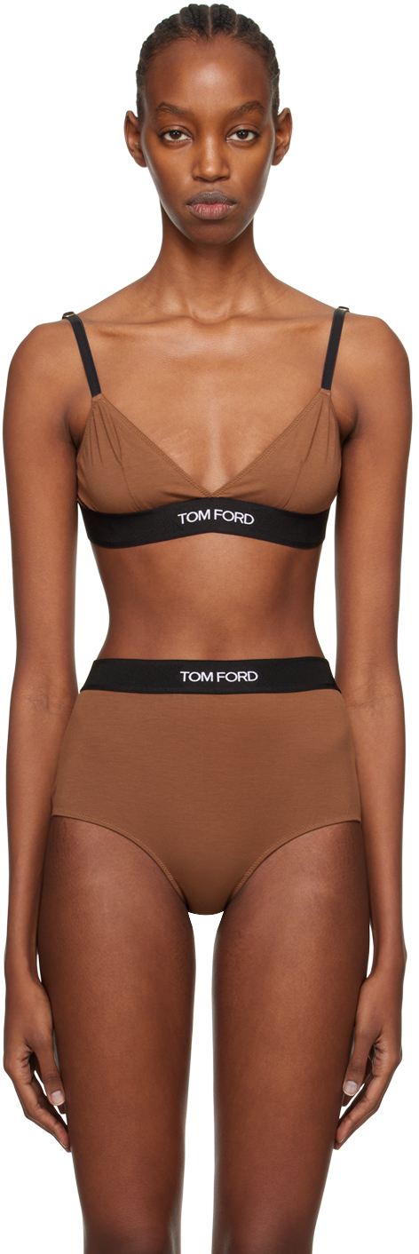 Shop Tom Ford Brown Triangle Bra In Kb561 Cocoa Brown