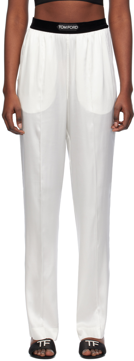 Tom Ford White Relaxed-fit Lounge Pants In Aw013 Ecru