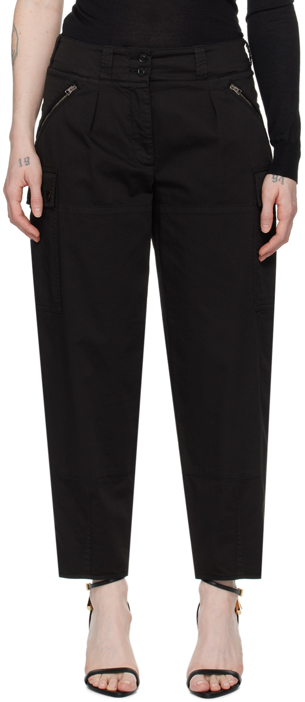 Black Pleated Cargo Trousers