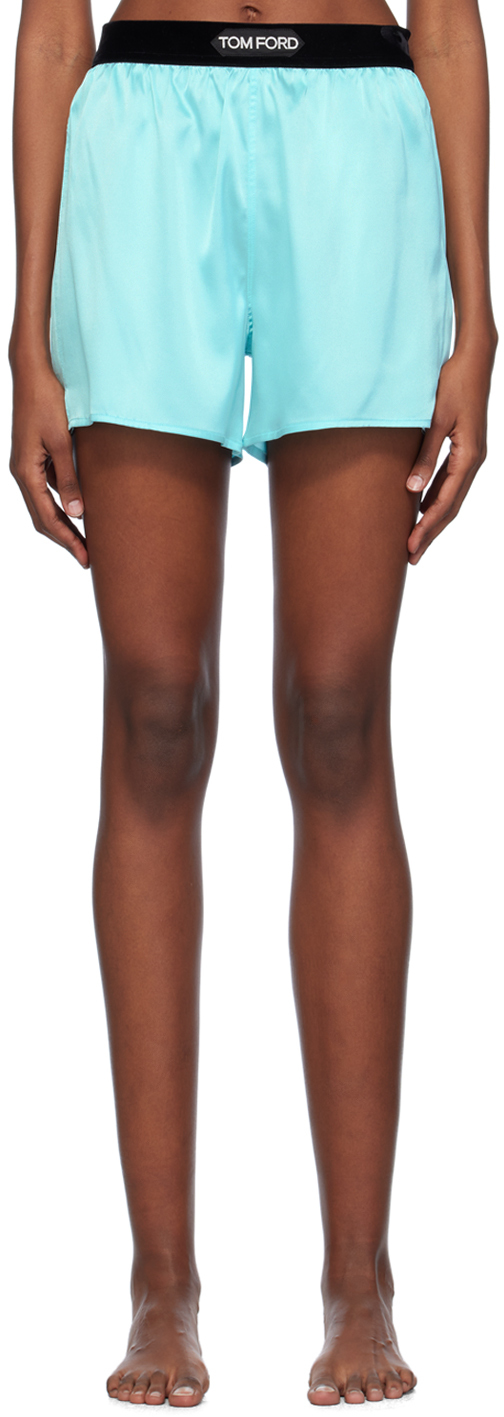 Tom Ford Blue Patch Shorts In Hb018 Plume