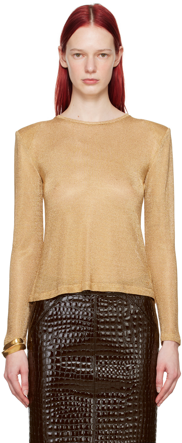 Gold Padded Shoulder Long Sleeve T-Shirt