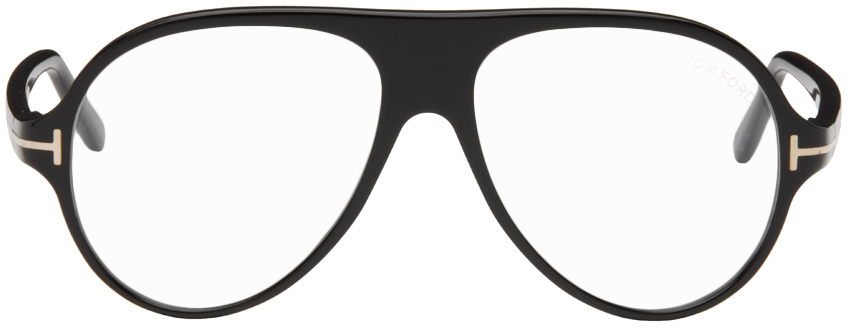 Tom Ford Black Pilot Glasses In 001 Shiny Black