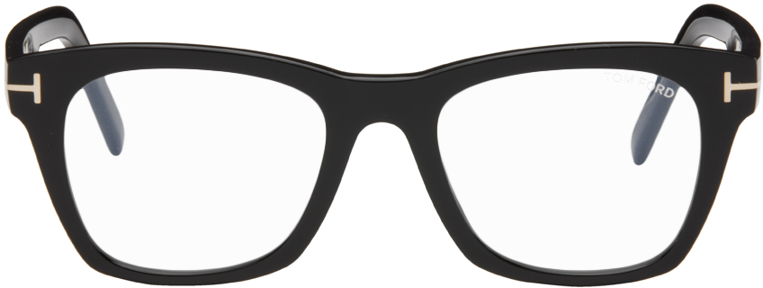 Tom Ford Black Square Glasses In 001 Shiny Black