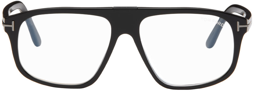 Tom Ford Black Square Glasses In 001 Shiny Black