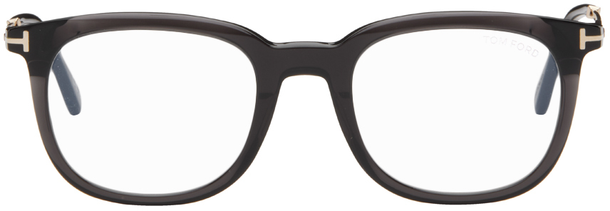 Tom Ford Black Square Glasses In 005 Transparent Dark