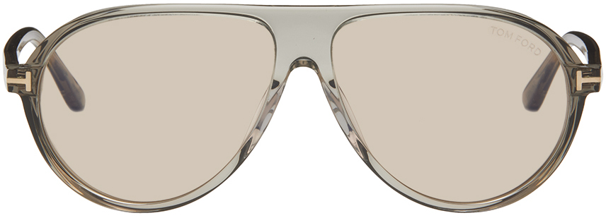 Tom Ford Gray Marcus Sunglasses In Shiny Transparent Gr