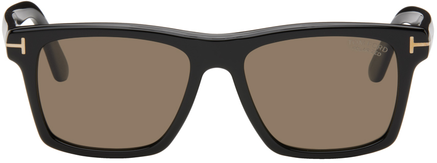 Tom Ford Black Buckley Sunglasses In 01h Shiny Black /bro