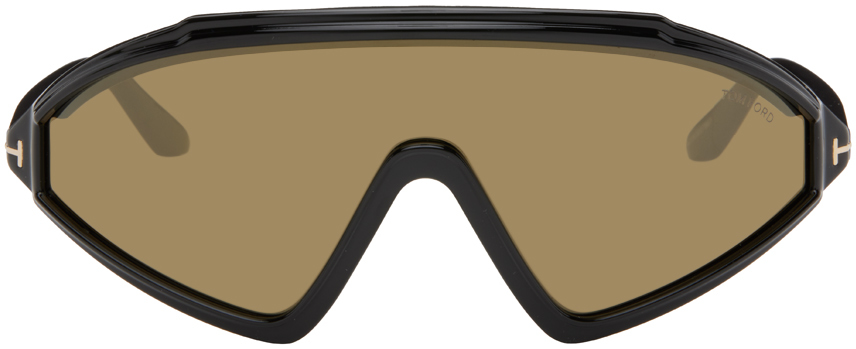 Tom Ford Black Lorna Sunglasses In 01g Shiny Black/brow