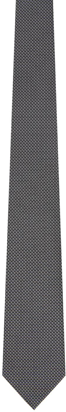 Shop Tom Ford Black & White Jacquard Tie In Black Stripe