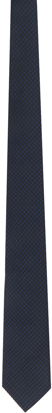 Tom Ford Navy Houndstooth Tie In Multicolor Navy