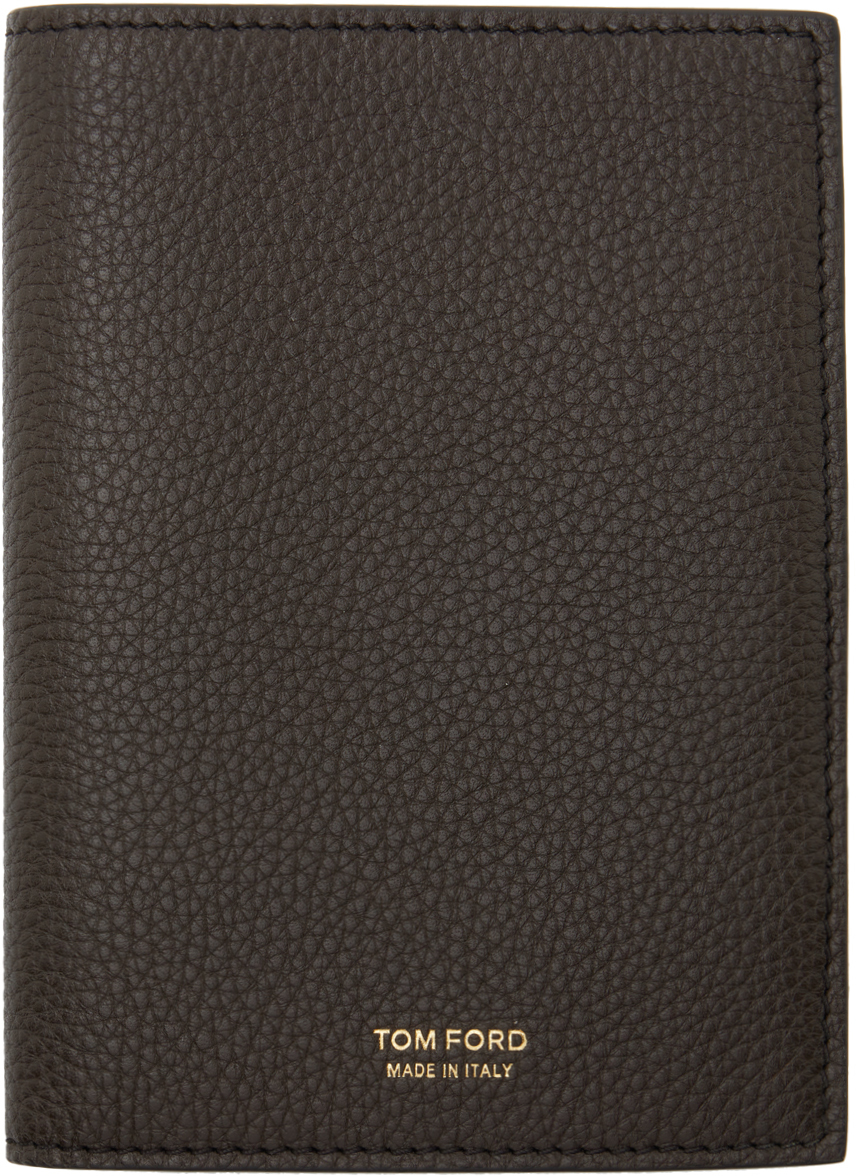 TOM FORD Brown Soft Grain Leather Passport Holder SSENSE