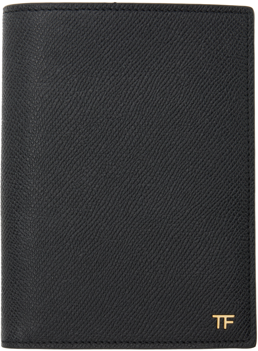 Black Small Grain Leather Passport Holder