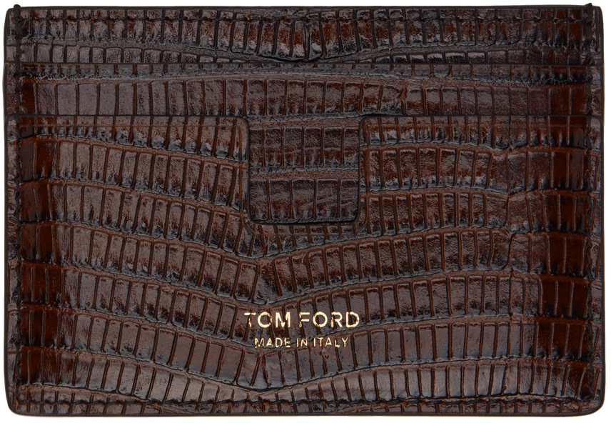 Brown Croc-Embossed Card Holder