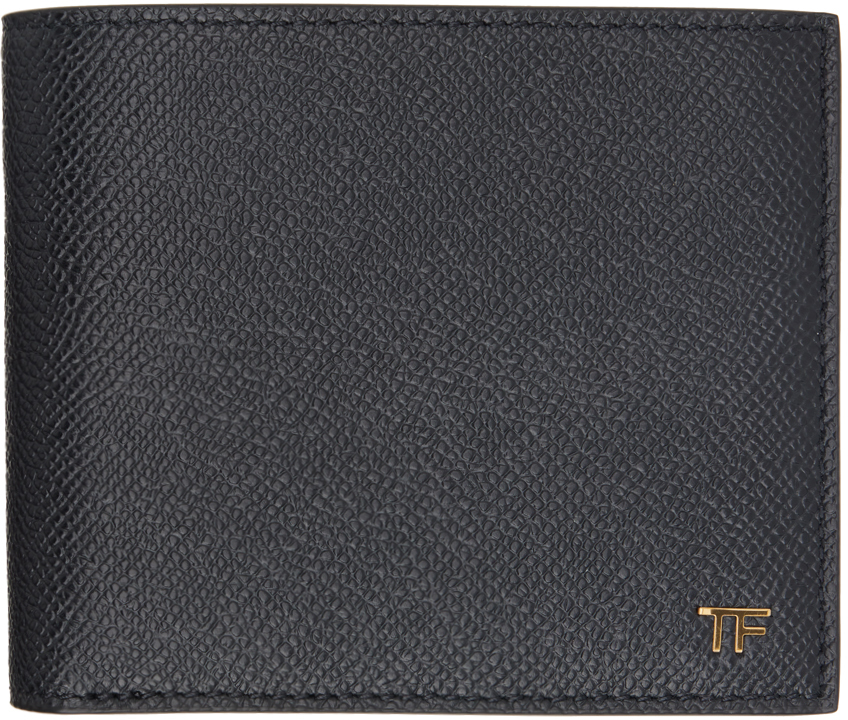 Black Small Grain Leather Bifold Wallet