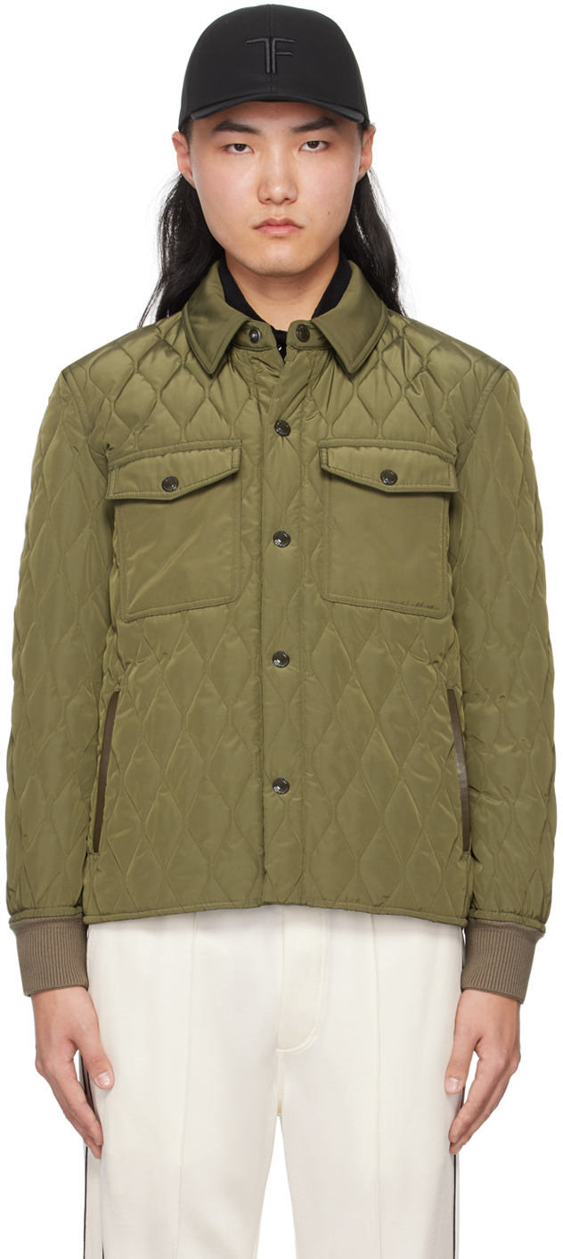 Shop Tom Ford Green Quilted Jacket In Elm