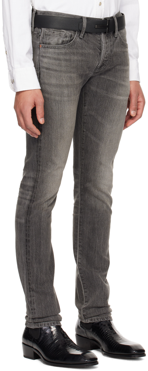 Shop Tom Ford Gray Slim Jeans In Pale Grey