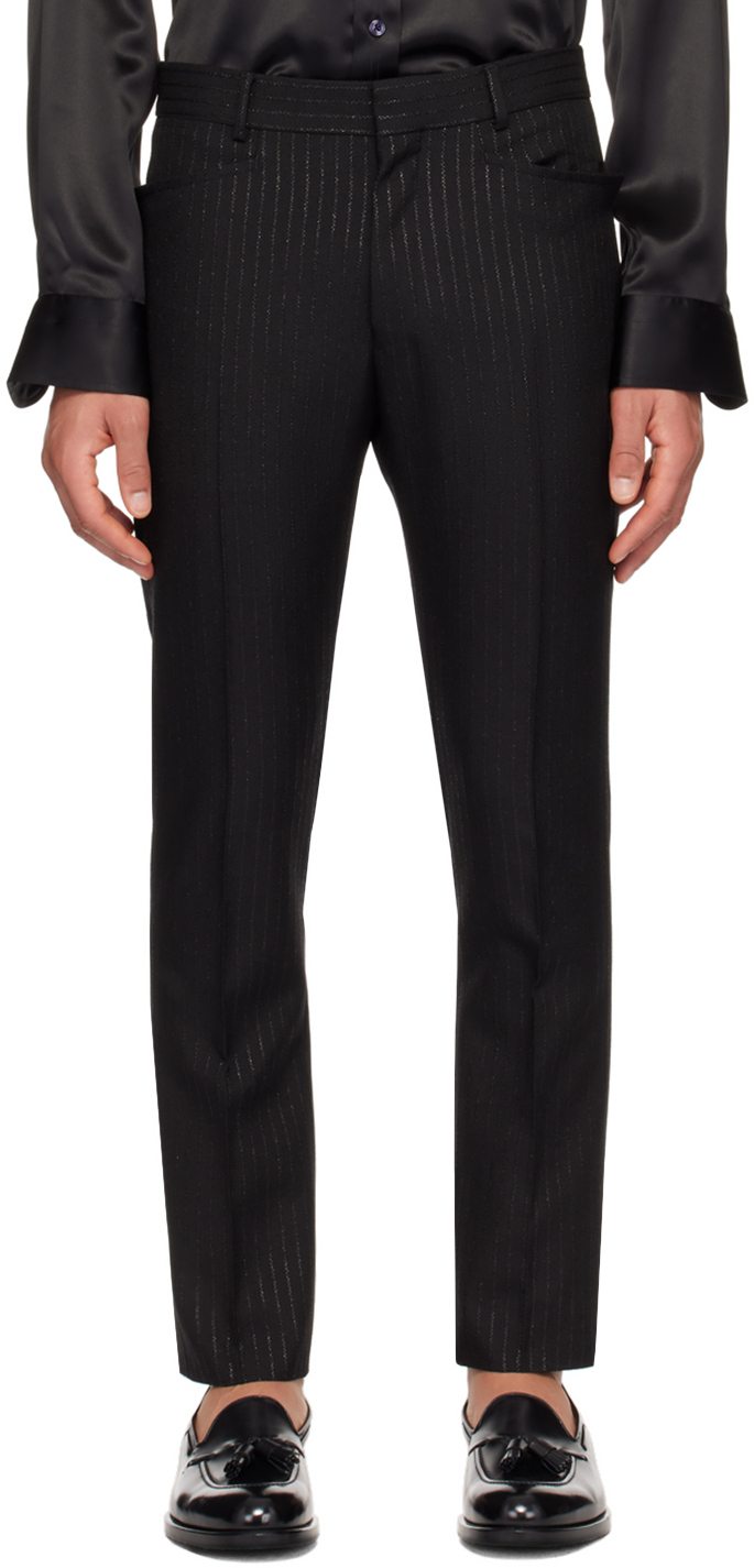 Shop Tom Ford Black Stripe Trousers