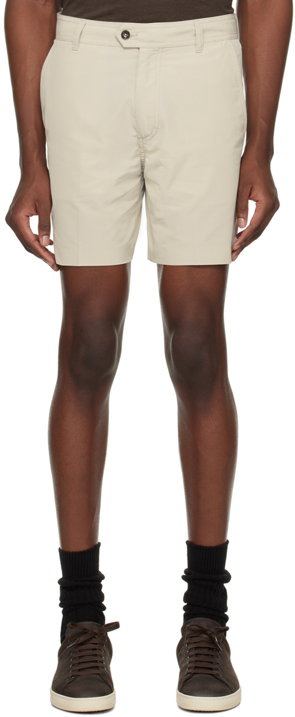 Shop Tom Ford Off-white Technical Shorts In Off White