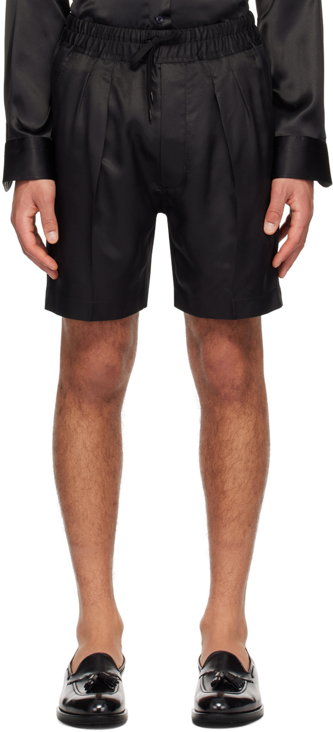 Shop Tom Ford Black Pleated Shorts