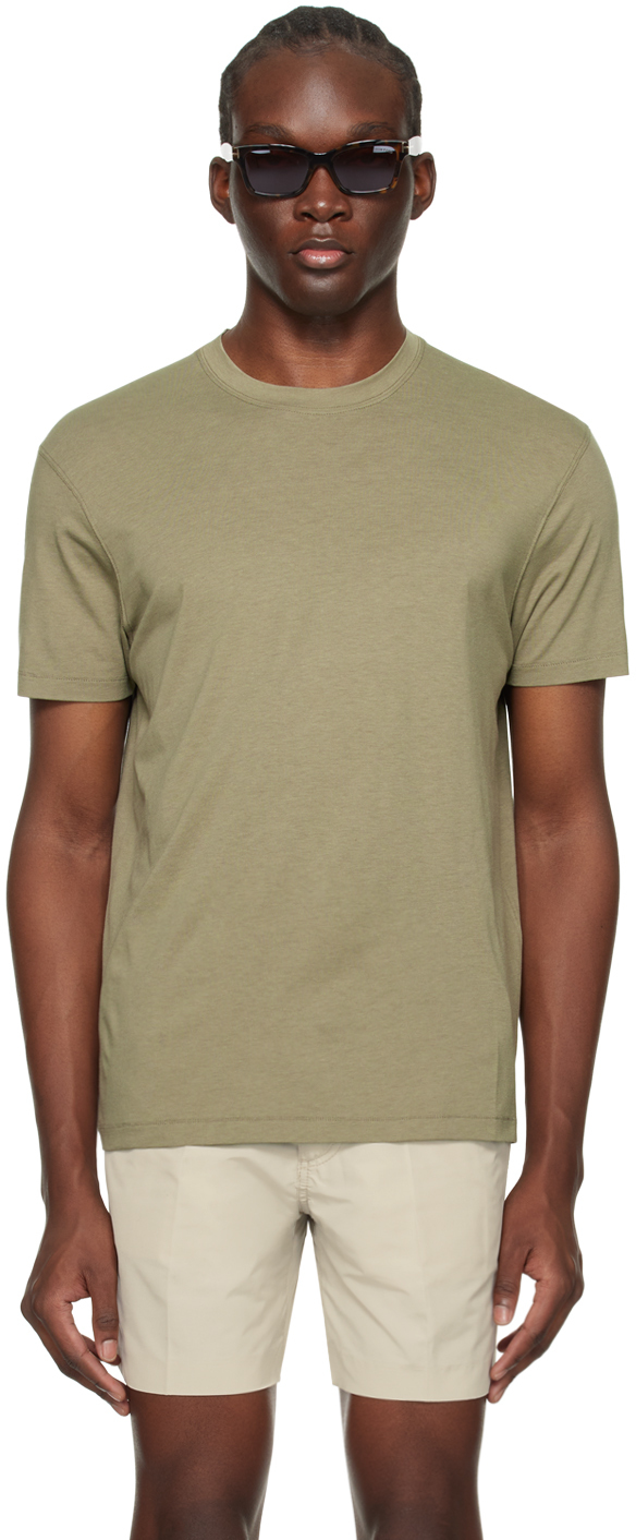 Tom Ford Green Crewneck T-shirt In Pale Army