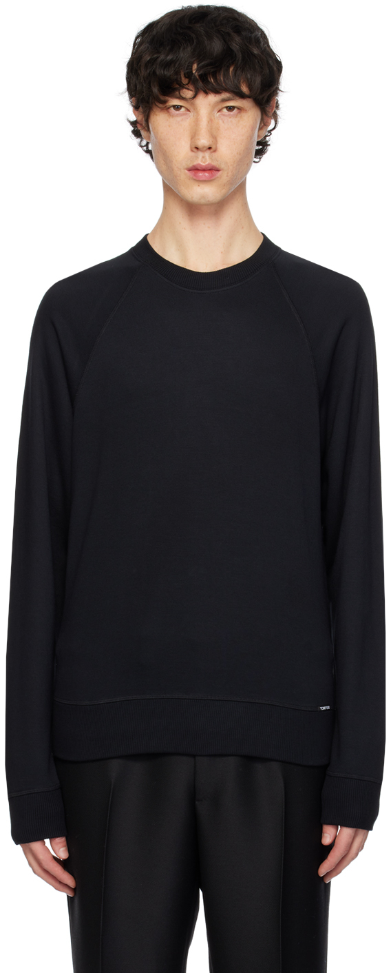【関税込み】TOM FORD ブラック ラグラン スウェットシャツ TOM FORD: ブラック ラグラン スウェットシャツ | SSENSE 日本