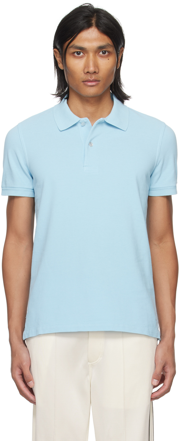 Tom Ford Blue Tennis Polo In Pale Sky
