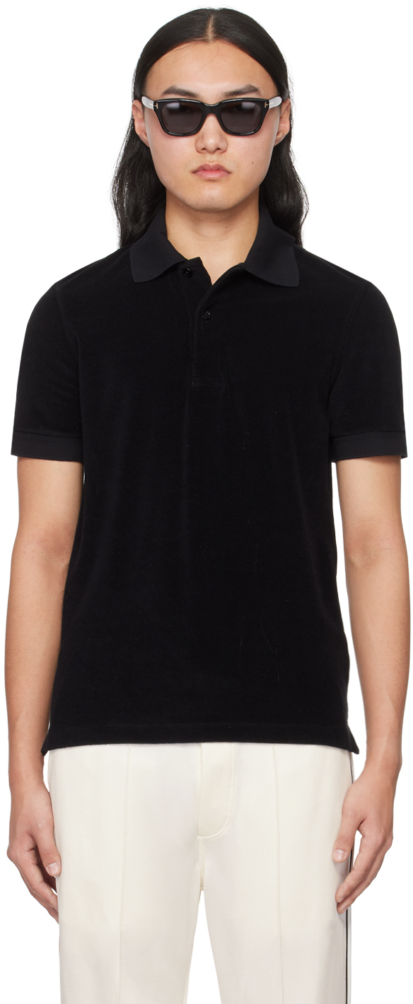 Black Towelling Polo