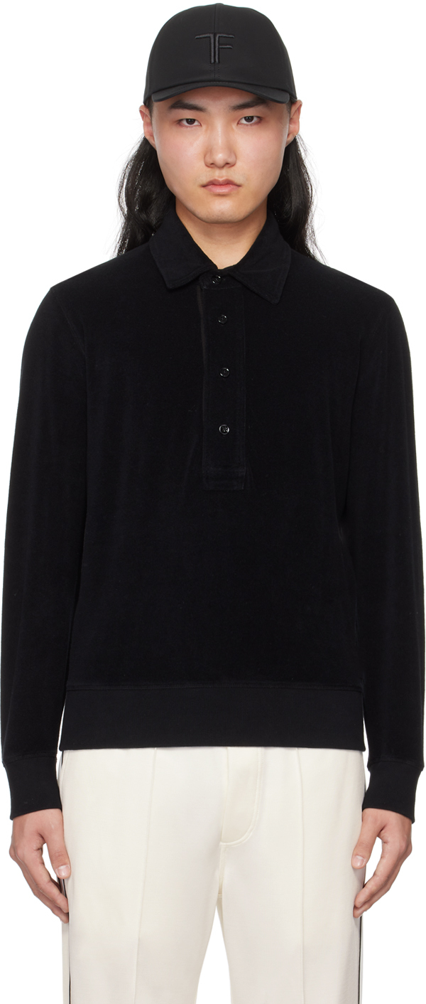 Black Towelling Polo