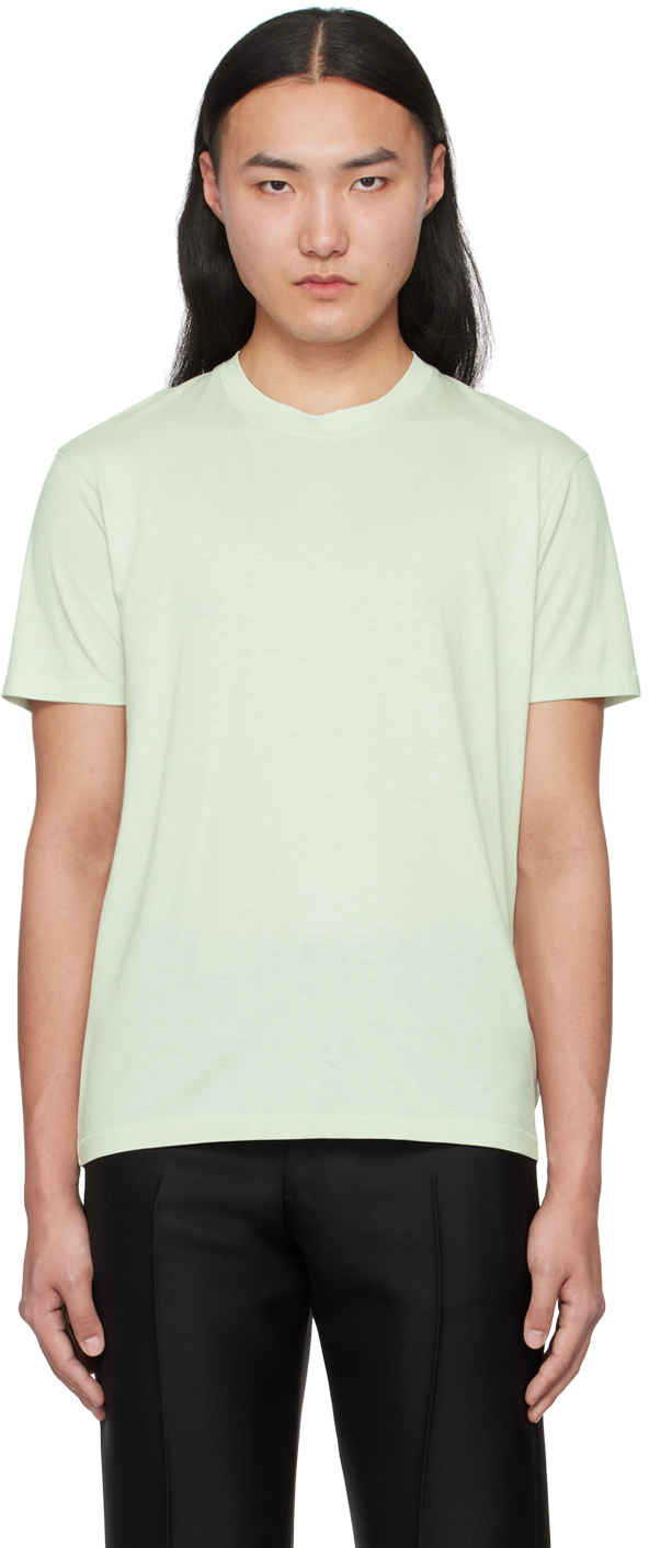 Shop Tom Ford Green Crewneck T-shirt In Pale Mint