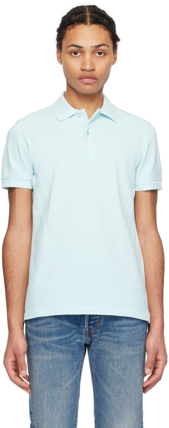 Tom Ford Tennis Cotton Piqué Polo In Crystal Blue