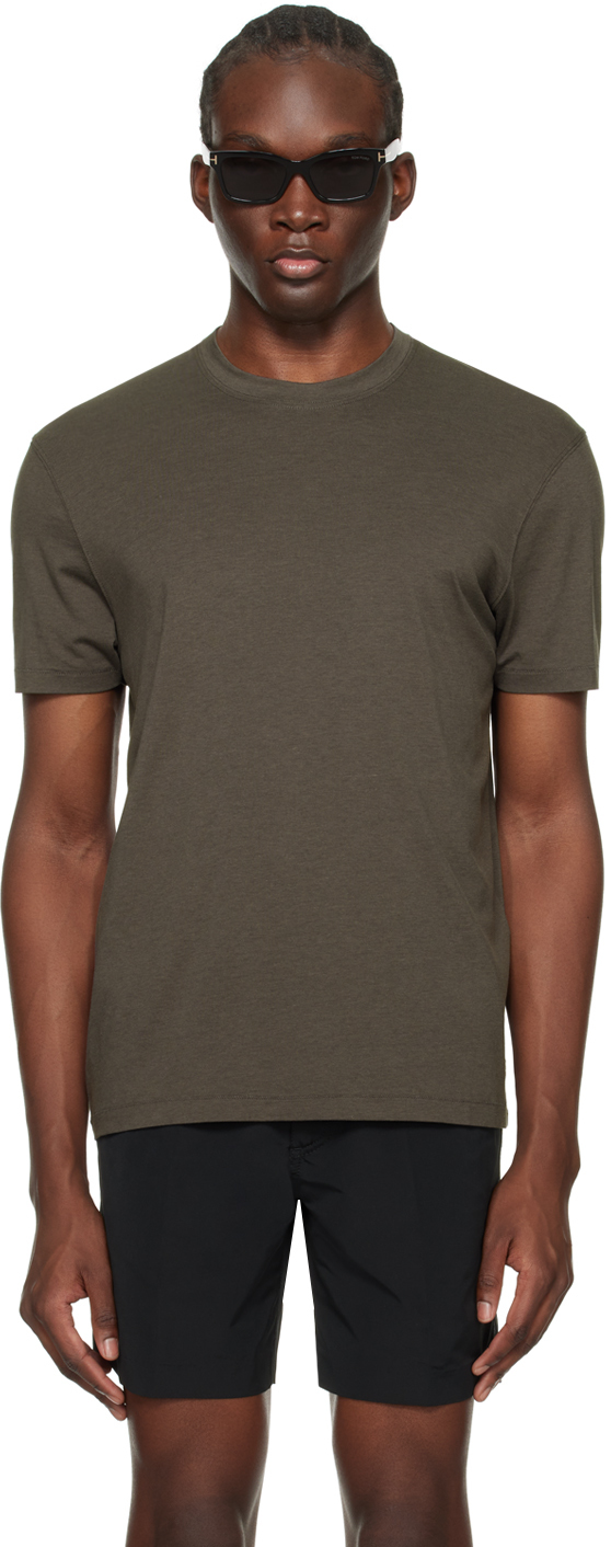 Shop Tom Ford Gray Crewneck T-shirt In Anthracite