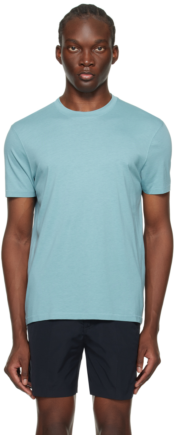 Shop Tom Ford Blue Crewneck T-shirt In Sky Blue
