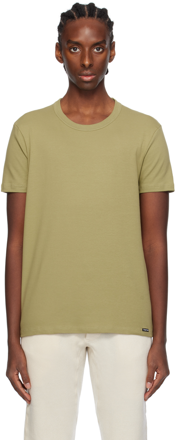 【関税込み】TOM FORD カーキ クルーネックTシャツ TOM FORD: カーキ クルーネックTシャツ | SSENSE 日本