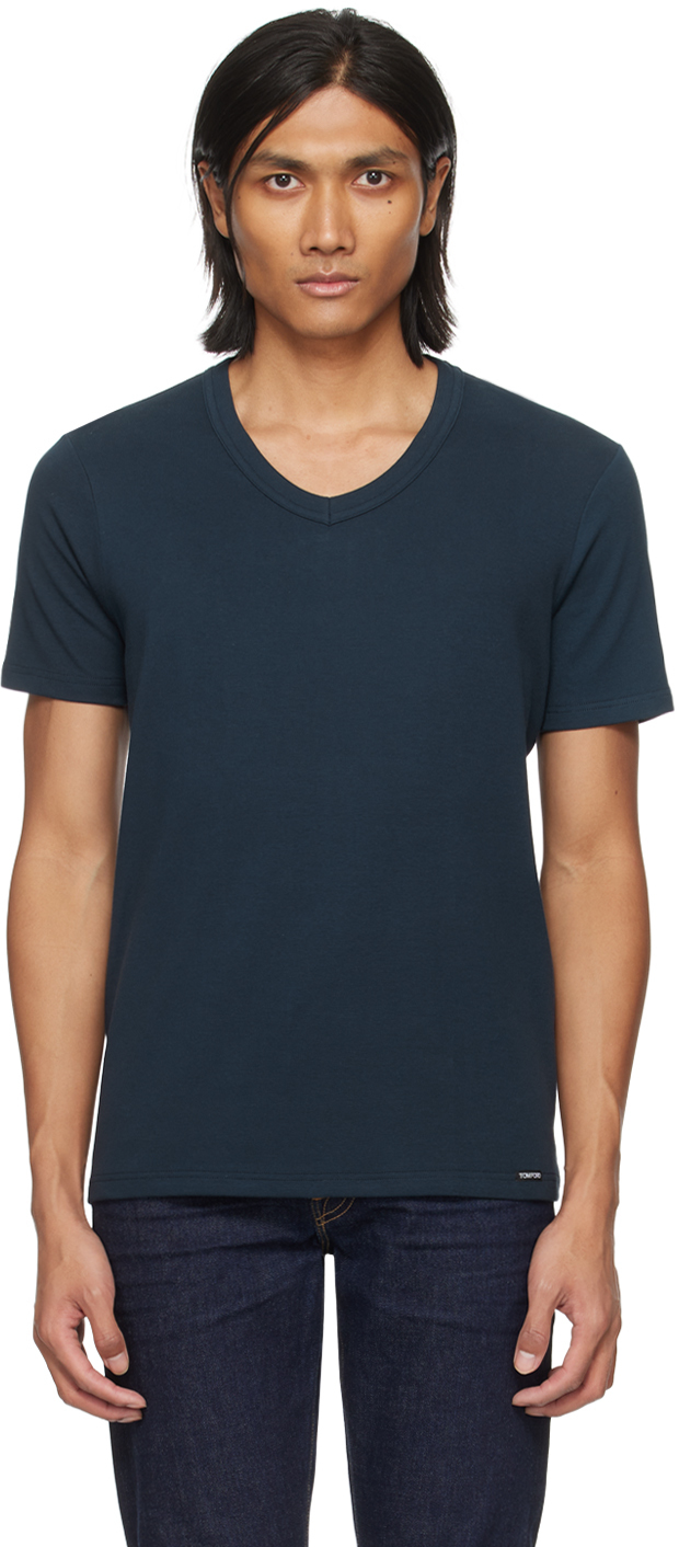 Tom Ford Navy V-neck T-shirt