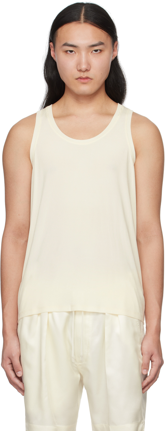 Shop Tom Ford Off-white Scoop Neck Tank Top In Ivory