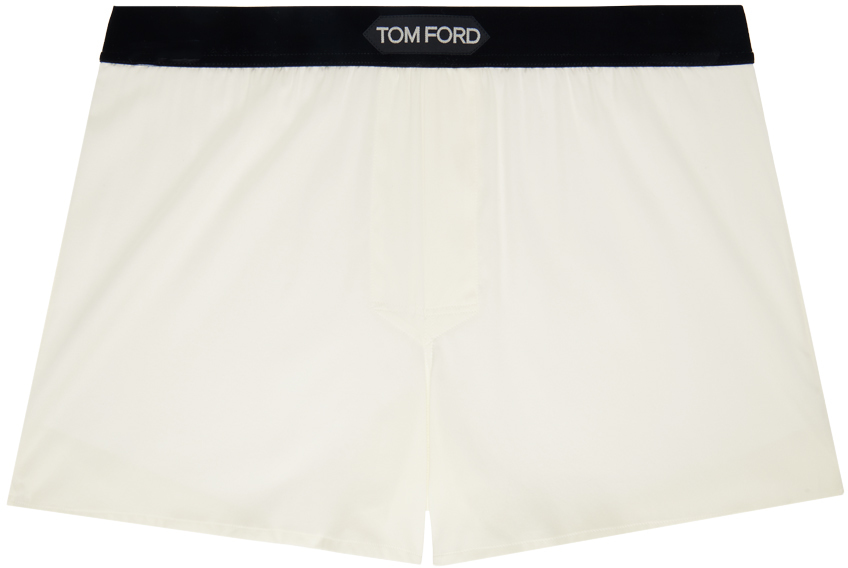 Tom Ford White Patch Boxers In 100 Ivory