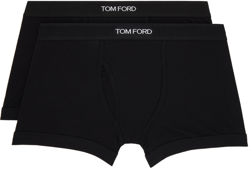 Tom Ford Two-pack Black Boxer Briefs In 002 Black