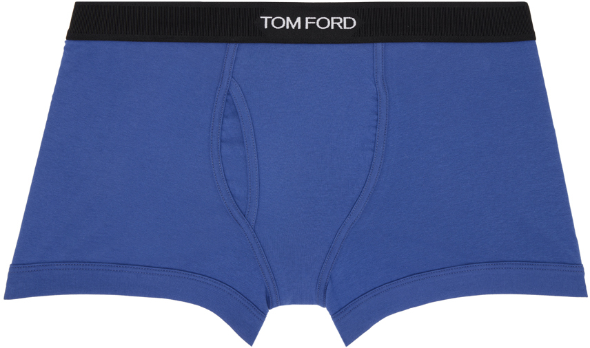 Shop Tom Ford Blue Classic Fit Boxer Briefs In 434 High Blue