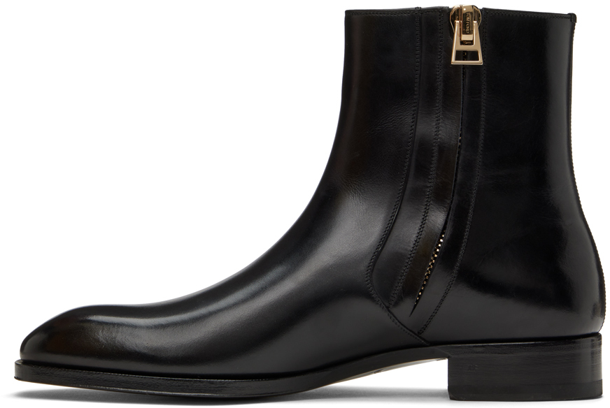 Tom Ford Edgar Polished Leather Chelsea Boots In Black