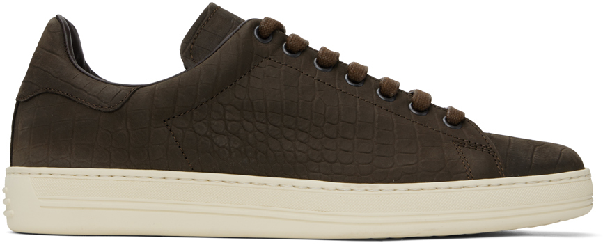 Brown Stamped Croc Nubuck Warwick Sneakers