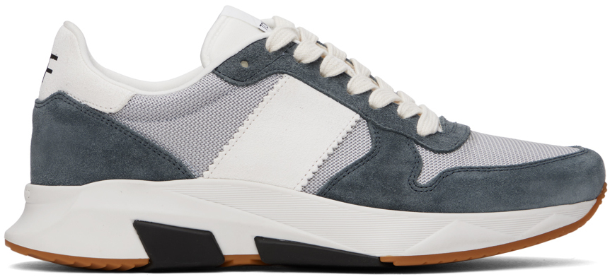 Shop Tom Ford Gray Jagga Sneakers In Silver/blu/white