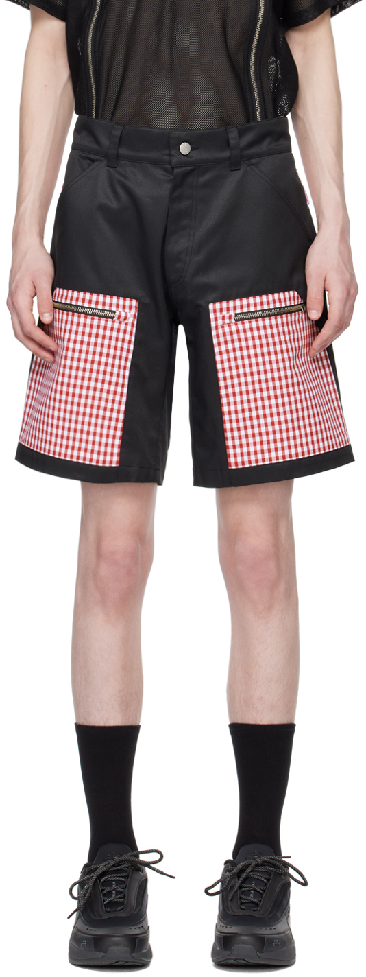 Olly Shinder Gingham-print Shorts In Black/ Red Gingham