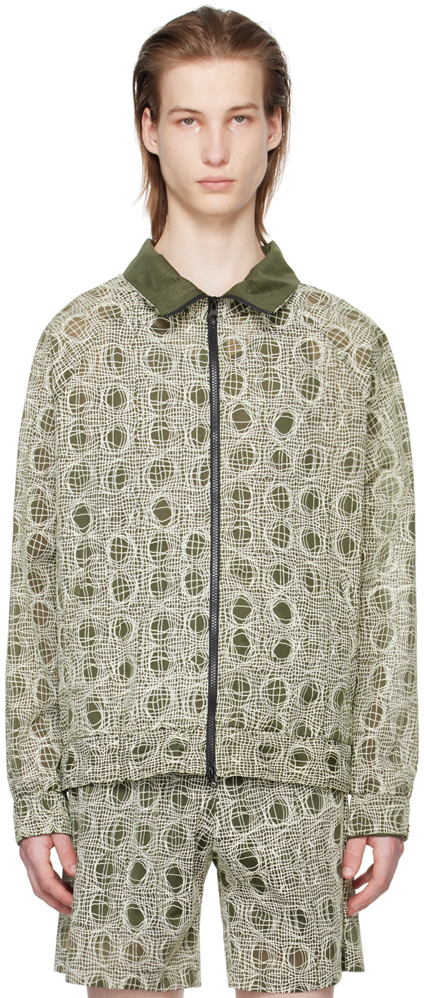 Shop Olly Shinder Green Warp Track Jacket In Printed Green