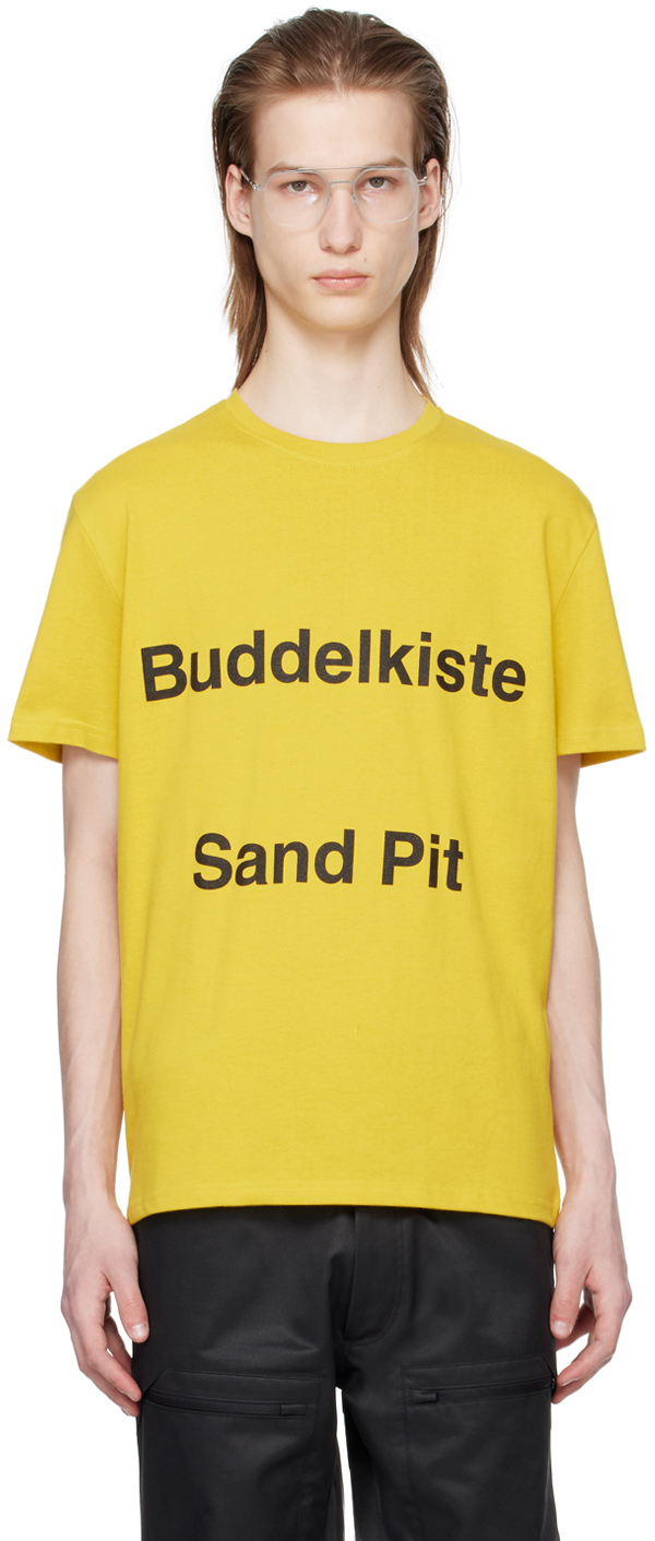 yellow chaddar Tシャツ　eyden Olly Shinder Yellow Printed T-Shirt | Smart Closet